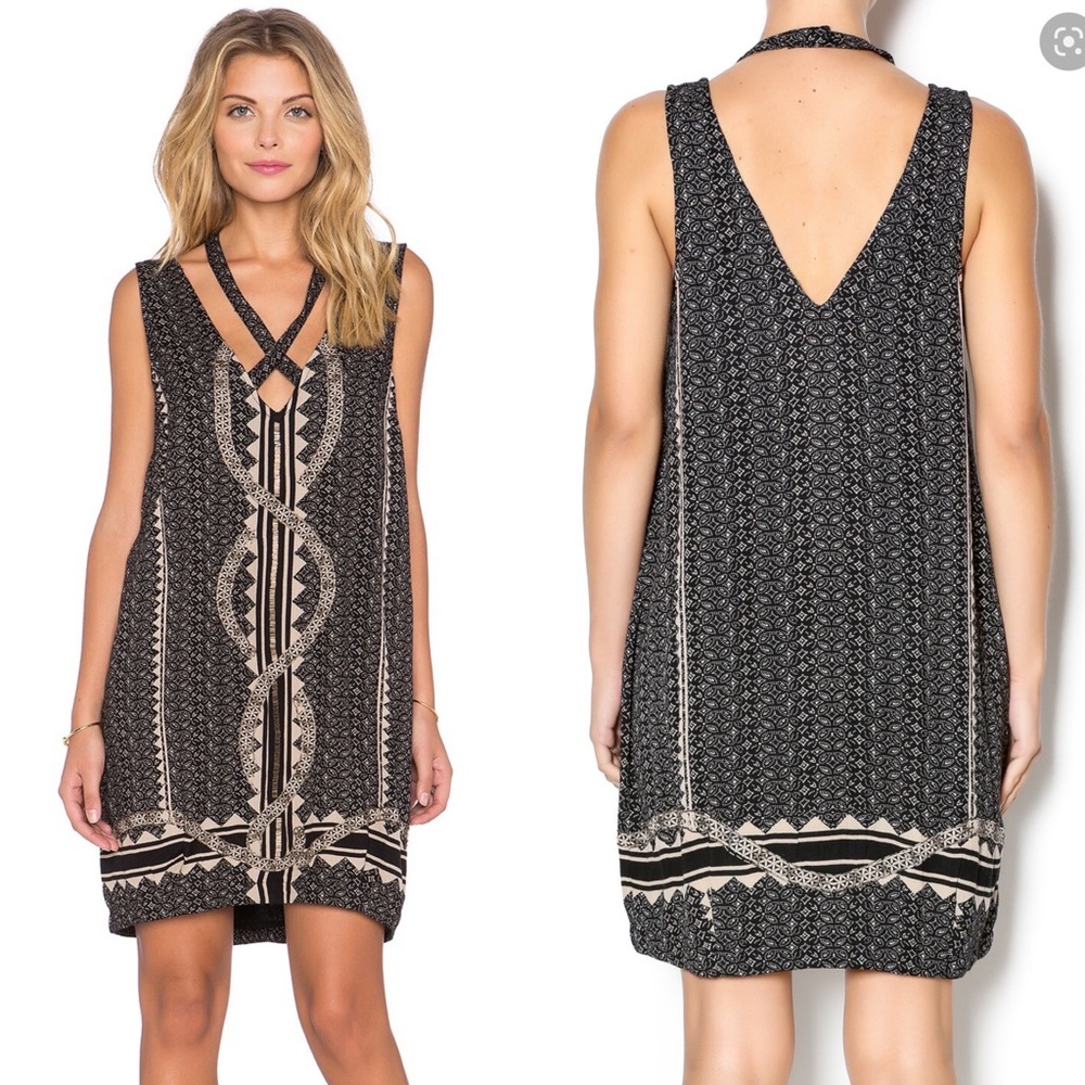 Free People Diamonds & Snakes Mini Dress in Black Combo - Picture 1 of 7